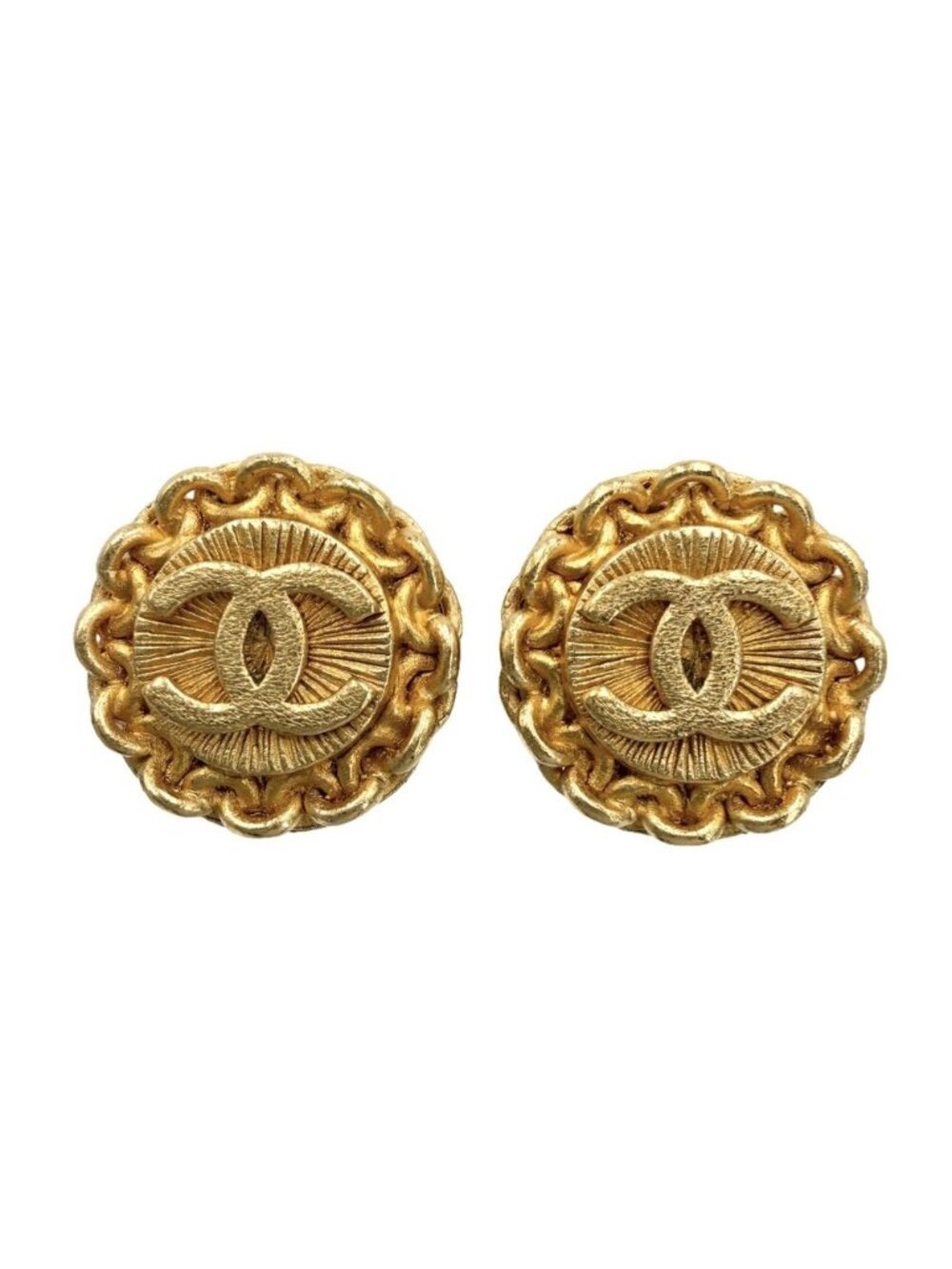 Chanel Earrings CC Logo Circle Vintage 96P Gold